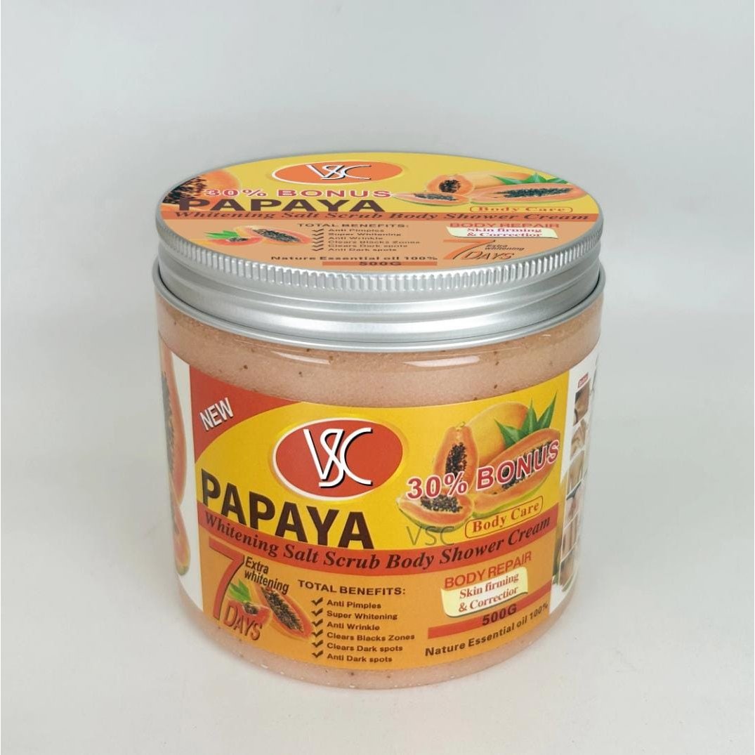 Vsc Papaya Whitening Salt Scrub Body Shower Cream 500g