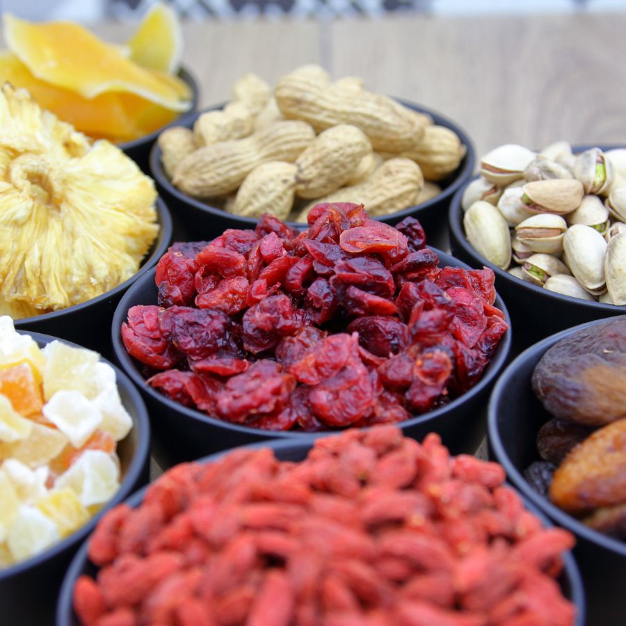 Assorted dried fruits and nuts