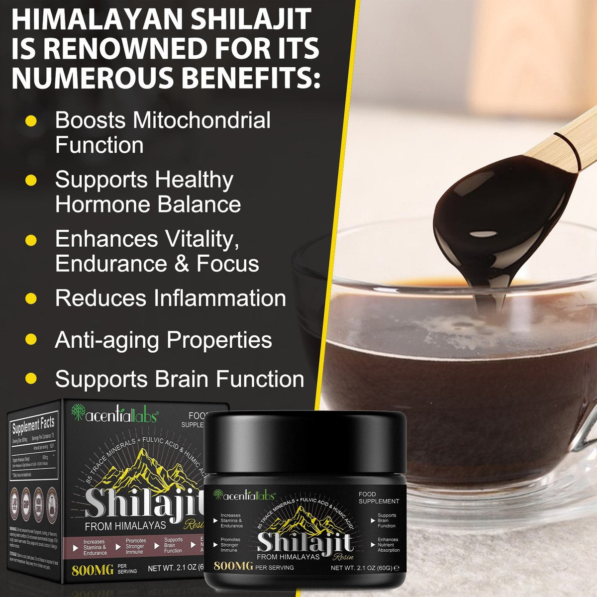 Acentialabs Shilajit resin - 800MG