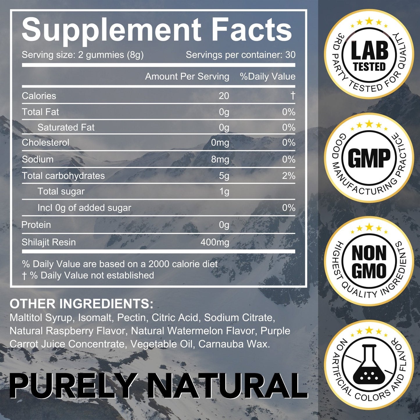 Pure Shilajit Gummies for Men/Women - 60x400MG per serving