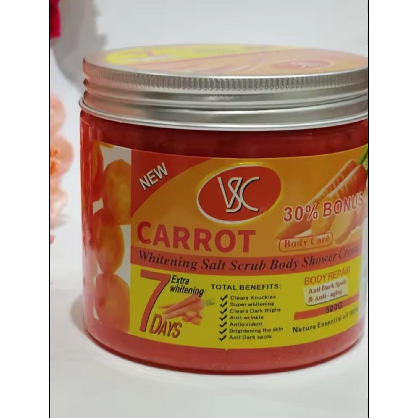 Vsc Carrot Whitening Salt Scrub Body  Shower Cream 500g